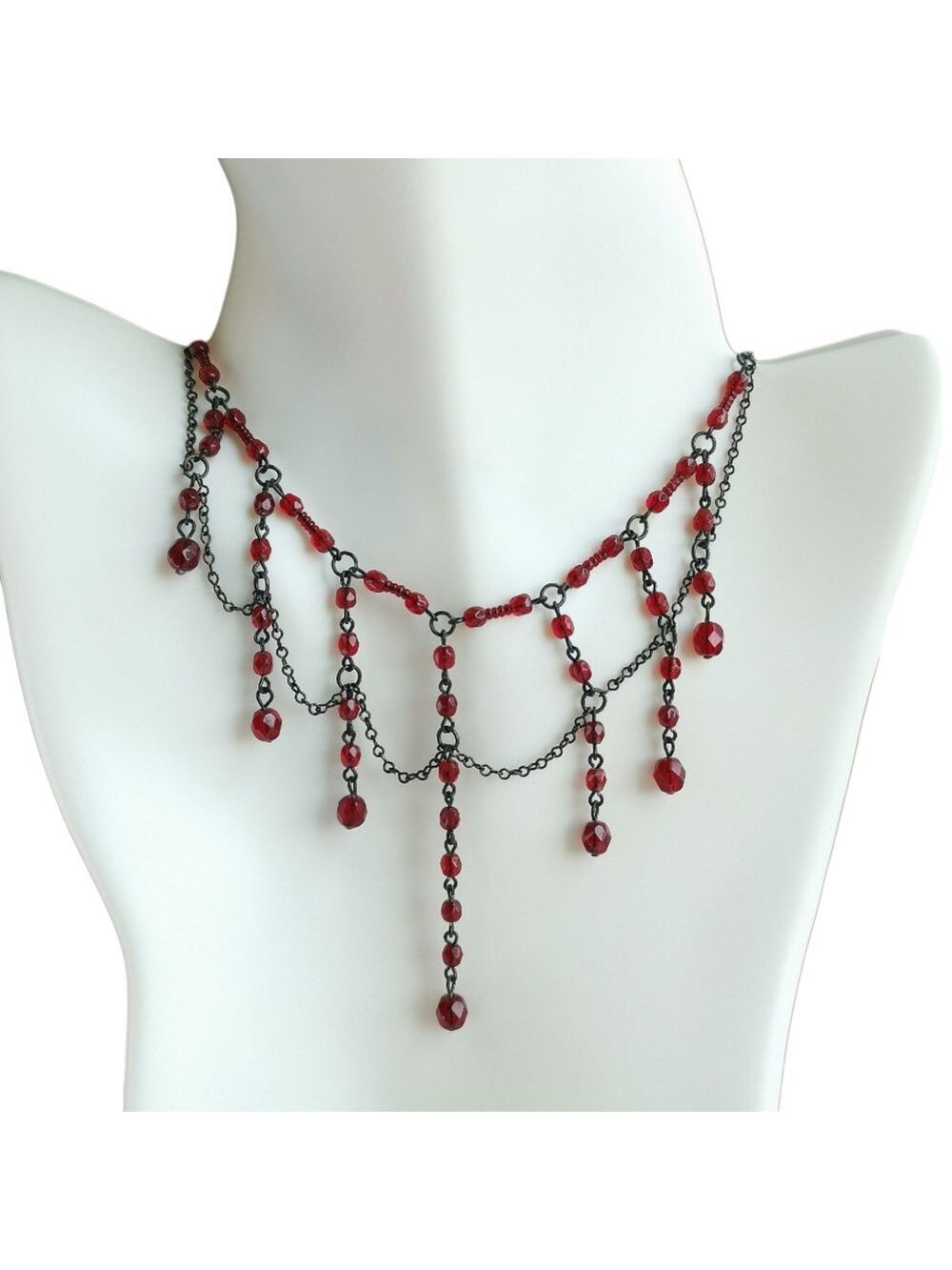 Vintage Garnet Crystal Necklace Victorian Style